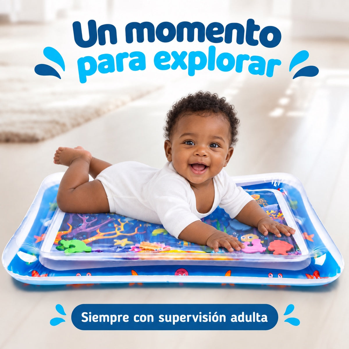 Alfombra sensorial de agua para bebés
