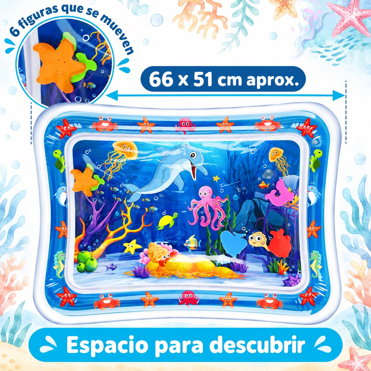 Alfombra sensorial de agua para bebés
